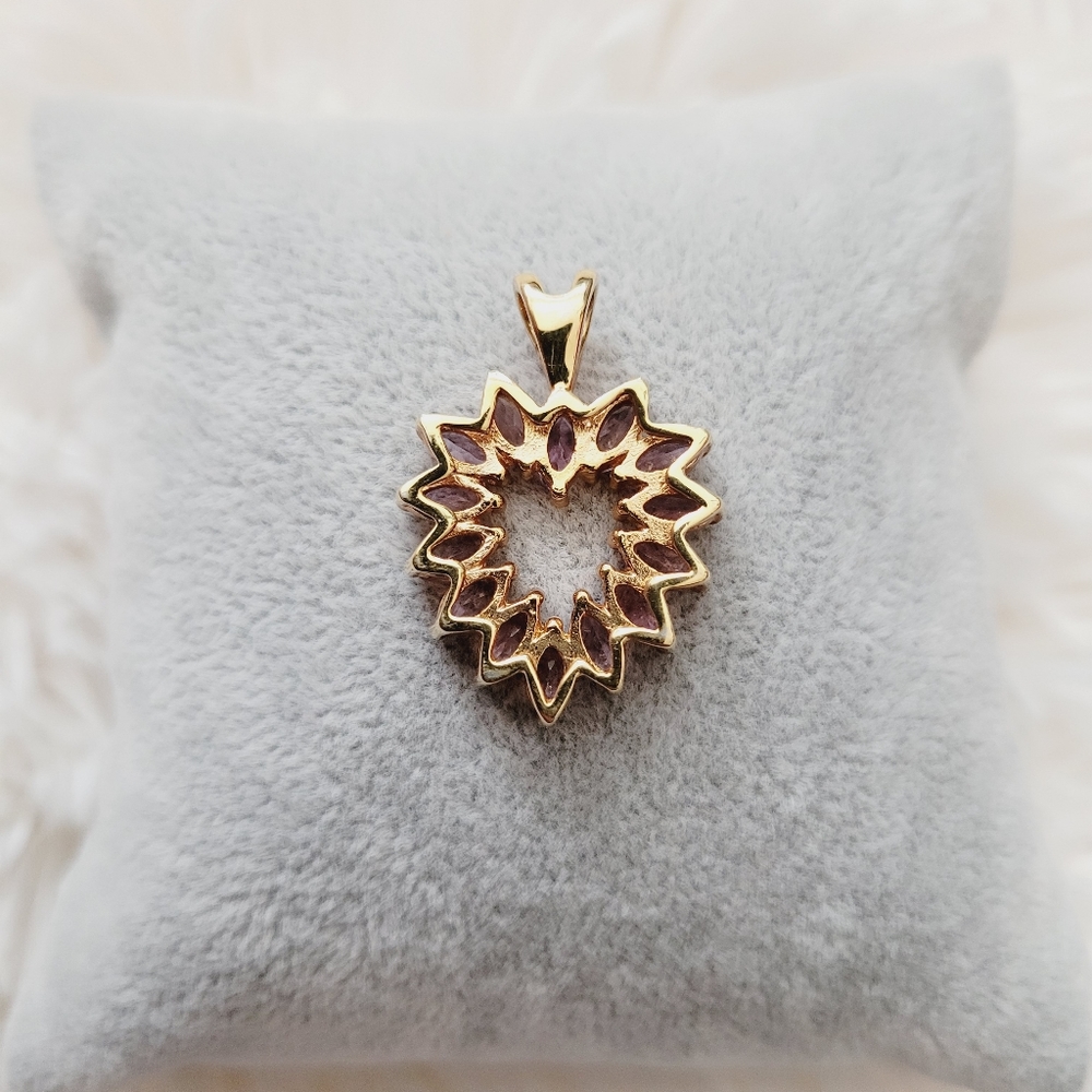 Gold Plated Amethyst Heart Pendant - Picture 7 of 9